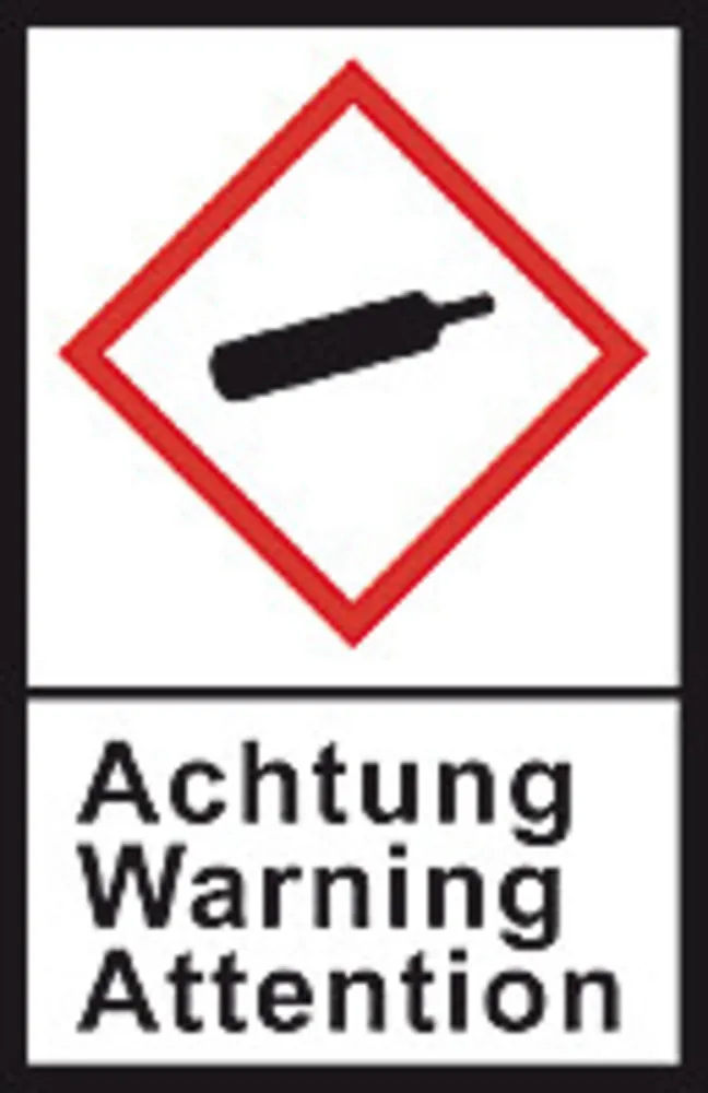 Etichete de avertizare GHS, folie PE, GHS04, avertizare, butelie de gaz, 100 µm, 27x40mm — Carl Roth, cod LN67.1