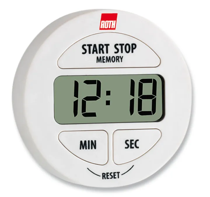 Cronometru Rotilabo®-count-down/count-up, alb, afișaj cu 4 cifre, Ø 55 x D 15 mm — Carl Roth, cod LY65.1