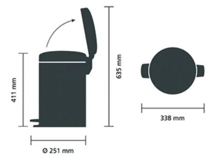 Coș cu pedală, tablă de oțel/PE, crom, 12 l, 1 bucată(ți) — Carl Roth, cod N434.1