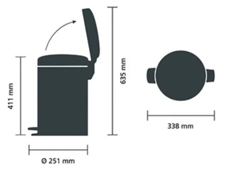 Coș cu pedală, tablă de oțel/zinc, crom, 12 l, 1 bucată(ți) — Carl Roth, cod N435.1
