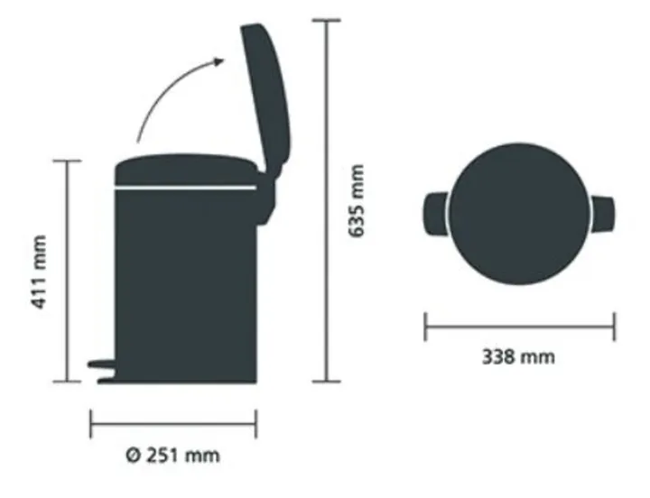 Coș cu pedală, tablă de oțel/zinc, alb 12 l, 1 bucată(ți) — Carl Roth, cod N436.1