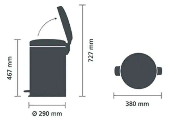Coș cu pedală, tablă de oțel/zinc, crom, 20 l, 1 bucată(ți) — Carl Roth, cod N437.1