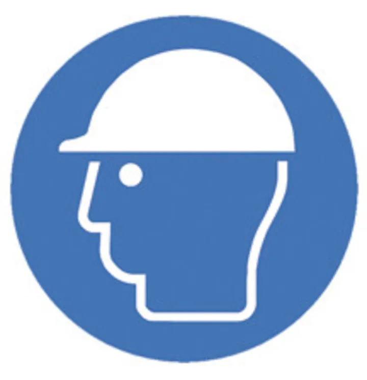 Simboluri de siguranță conform ISO 7010, Purtați echipament de protecție pentru cap Ø 100 mm, 1 buc. — Carl Roth, cod NK28.1
