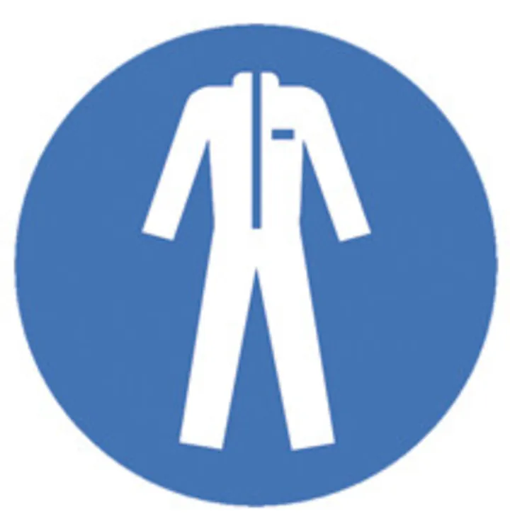 Simboluri de siguranță conform ISO 7010, Purtați îmbrăcăminte de protecție Ø 100 mm, 1 buc. — Carl Roth, cod NK37.1