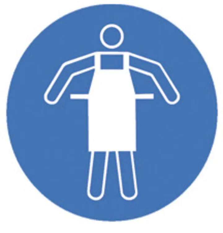 Simboluri de siguranță conform ISO 7010, Purtați șorț de protecție Ø 100 mm, 1 bucată — Carl Roth, cod NK43.1