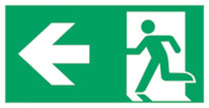 Semn de salvare, ISO 7010, luminiscent, Ieșire de urgență, stânga, 1 bucată — Carl Roth, cod NP79.1