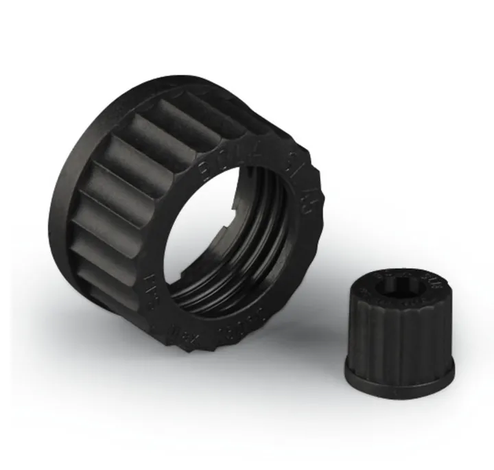 Capace cu filet cu orificiu, PPS, GL 14, Ø orificiu 9,2 mm, de la -50 la +250 °C, 10 bucăți — Carl Roth, cod NT07.1