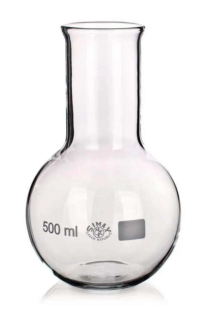 Balon Rotilabo®-flat cu fund plat, 250 ml, gât larg, margine rezistentă, H 140 mm — Carl Roth, cod NT55.1