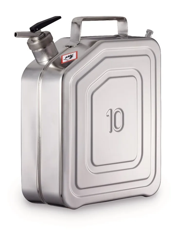 Canistră de siguranță, oțel inoxidabil, cu robinet cu închidere automată, 10 l,, 1 buc. — Carl Roth, cod PC11.1