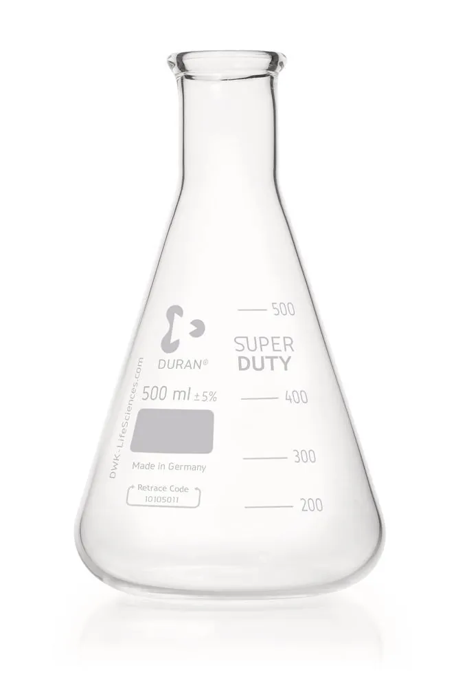Balon Erlenmeyer DURAN®-Super cu gât îngust, 500 ml, Ø exterior balon 105 mm, H 180 mm — Carl Roth, cod PC44.1