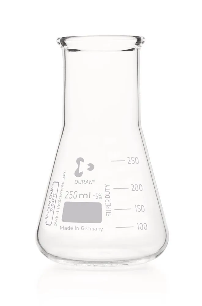 Balon Erlenmeyer DURAN®-Super cu gât larg, 100 ml, Ø exterior balon 64 mm, H 105 mm — Carl Roth, cod PC48.1