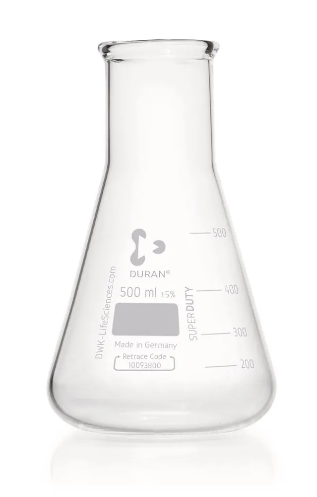 Balon Erlenmeyer DURAN®-Super cu gât larg, 500 ml, Ø exterior balon 105 mm, H 175 mm — Carl Roth, cod PC50.1