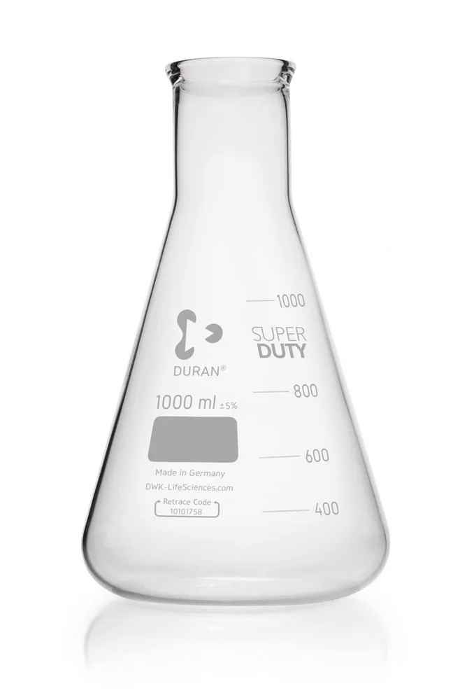 Balon Erlenmeyer DURAN®-Super cu gât larg, 1000 ml, Ø exterior balon 131 mm, H 220 mm — Carl Roth, cod PC51.1