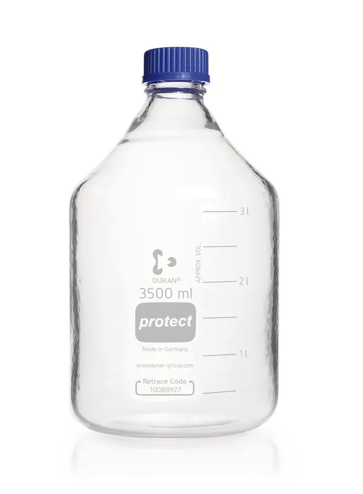 Flacon cu filet, DURAN® Protect, cu inel de turnare și capac, PP, 3500 ml — Carl Roth, cod PC90.1