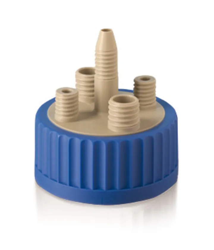 Capac cu filet cu 4 porturi de rezervă pentru GLS 80, PP, albastru/gri, 1 bucată — Carl Roth, cod PK94.1