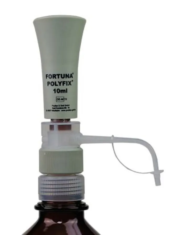 Dozator FORTUNA® POLYFIX®, 2 - 10 ml, piston de sticlă și cilindru din sticlă maro — Carl Roth, cod PK99.1