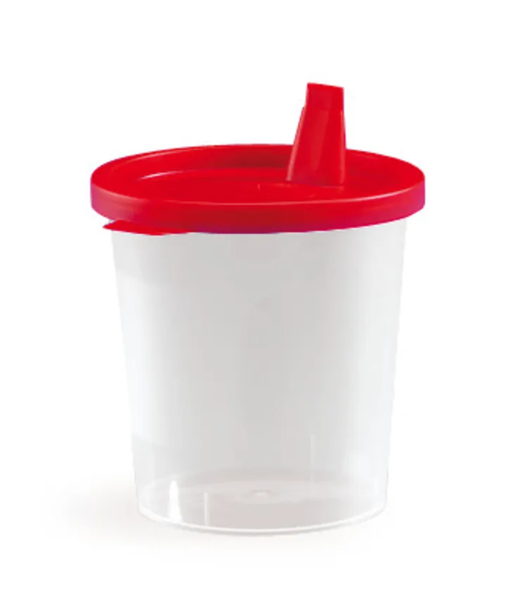 Pahare de probă cu capac cu închidere rapidă, 125 ml, capac roșu, cu cioc, 500 bucăți — Carl Roth, cod PT08.1