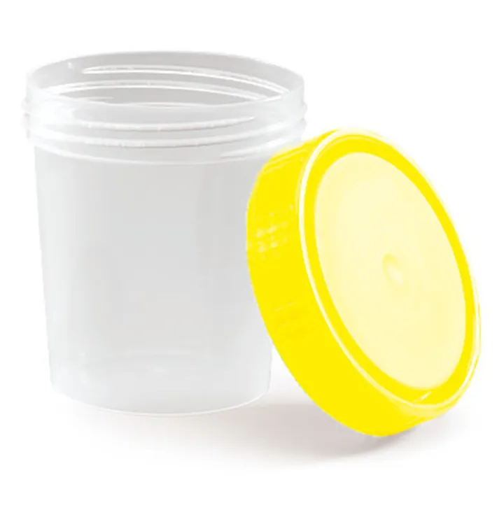 Pahare de probă cu capac cu filet, 100 ml, capac galben, steril, etanș — Carl Roth, cod PT12.1