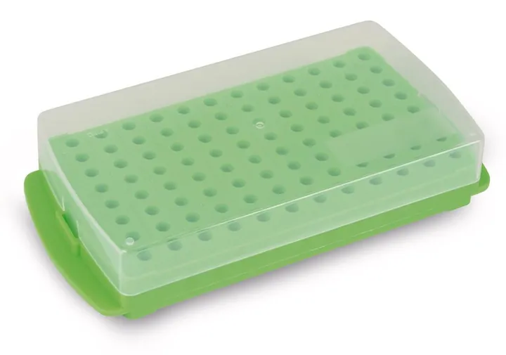 Suporturi pentru fiole de reacție Rotilabo® 2 în 1, PP, verde, dublă față, 96 de sloturi — Carl Roth, cod T218.2