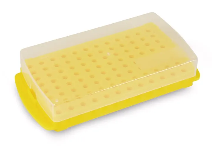 Suporturi pentru fiole de reacție Rotilabo® 2 în 1, PP, galben, dublă față, 96 de sloturi — Carl Roth, cod T220.2