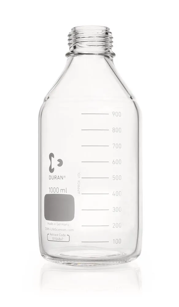 Flacon cu filet DURAN® sticlă transparentă fără inel de turnare și capac cu filet, 1000 ml — Carl Roth, cod T429.1