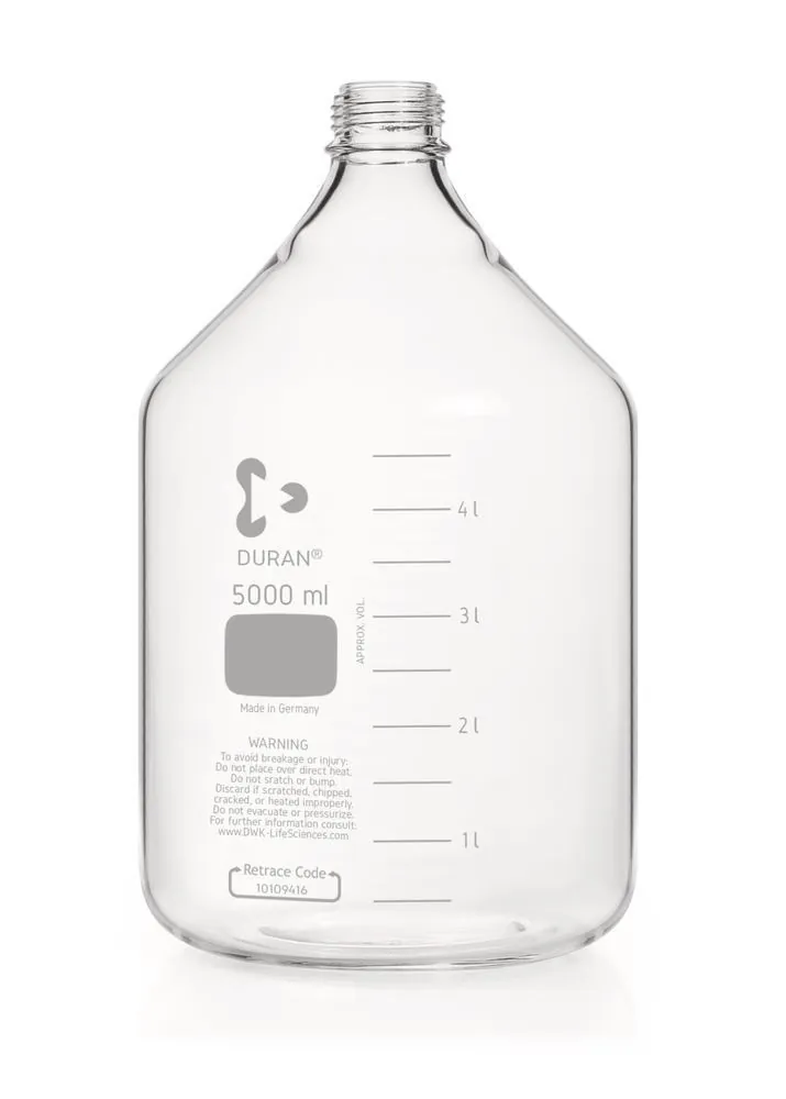 Flacon cu filet, transparent DURAN®,, fără inel de turnare + capac, 5000ml — Carl Roth, cod T431.1
