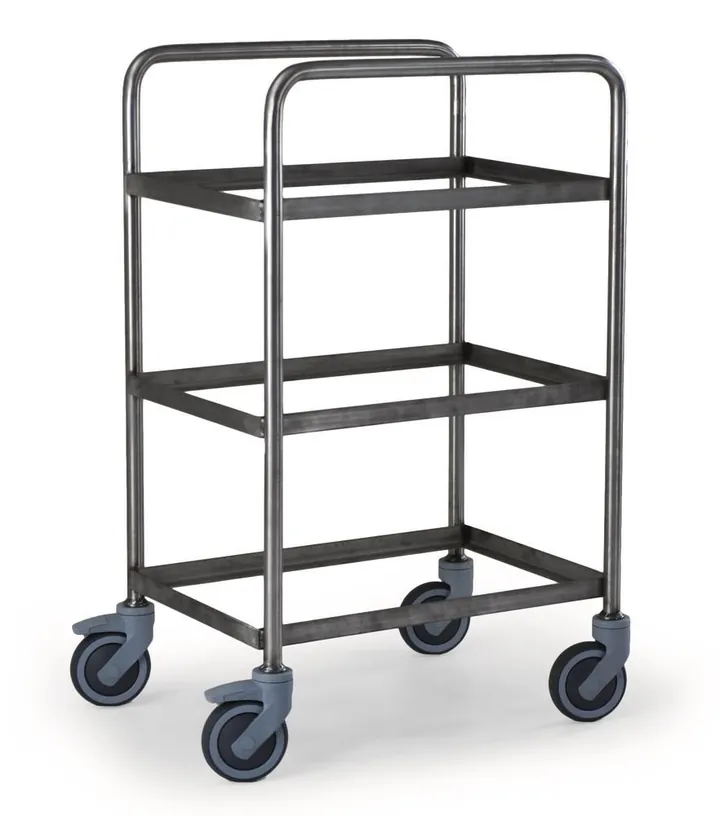 Cărucior cu rafturi din oțel inoxidabil, capacitate de încărcare 200 kg, L620xW460xH1200mm — Carl Roth, cod TC09.1