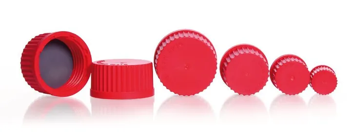 Capace cu filet din PBT, roșii, GL 14, Ø 20 x H 17 mm, 10 bucăți — Carl Roth, cod TX90.1