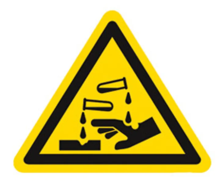 Semn de avertizare, pe coală, folie PE, Substanțe corozive, 50 mm, 1 coală(i) — Carl Roth, cod XL40.1