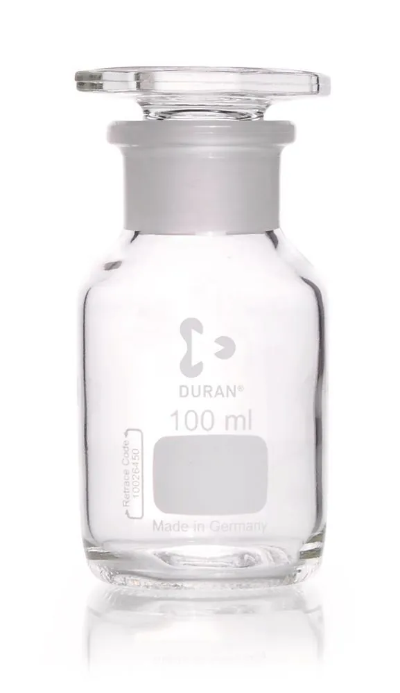 Sticlă de depozitare cu gât larg, dop de sticlă, DURAN®, transparentă, 100 ml, 1 bucată(ți) — Carl Roth, cod Y613.1