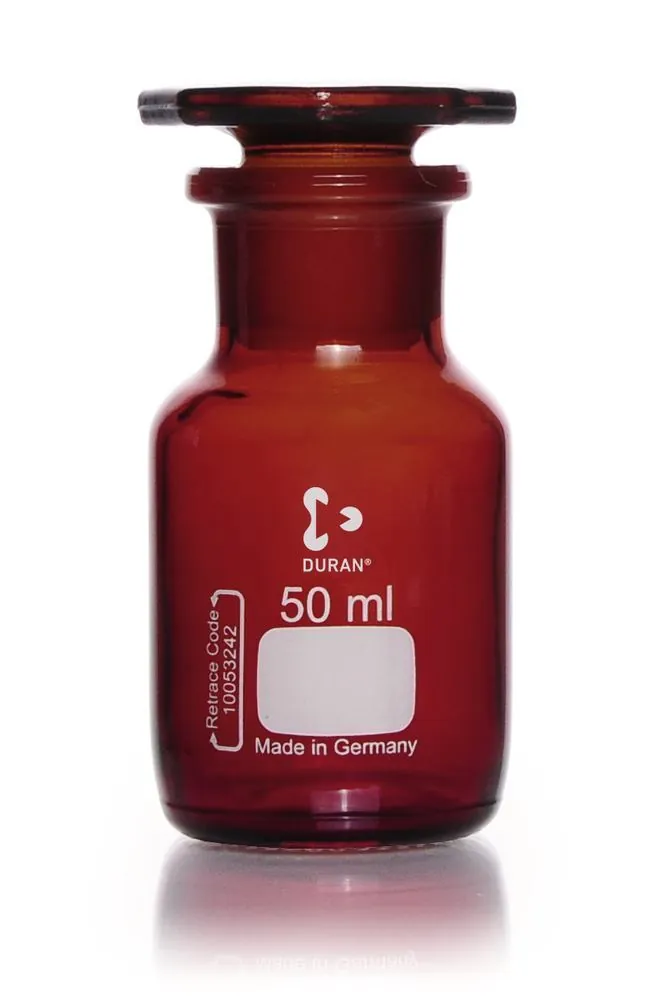 Sticlă de depozitare cu gât larg, dop de sticlă, DURAN®, chihlimbar, 50 ml, 1 bucată — Carl Roth, cod Y617.1
