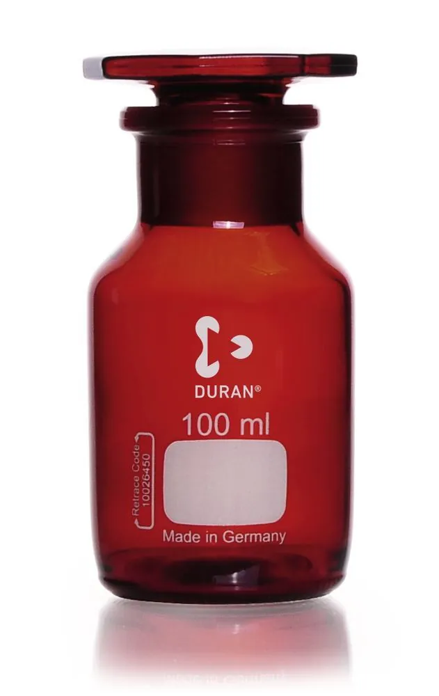 Sticlă de depozitare cu gât larg, dop de sticlă, DURAN®, chihlimbar, 100 ml, 1 bucată(ți) — Carl Roth, cod Y618.1