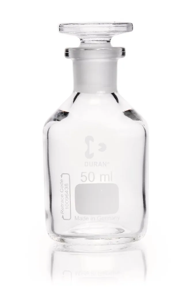 Sticlă de depozitare cu gât îngust, dop de sticlă, sticlă transparentă DURAN®,, 50 ml, 1 bucată(ți) — Carl Roth, cod Y622.1