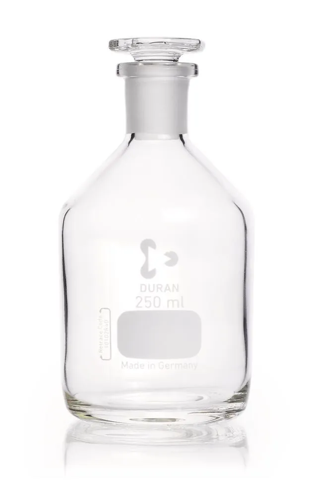 Sticlă de depozitare cu gât îngust, dop de sticlă, sticlă transparentă DURAN®,, 250 ml, 1 bucată(ți) — Carl Roth, cod Y624.1