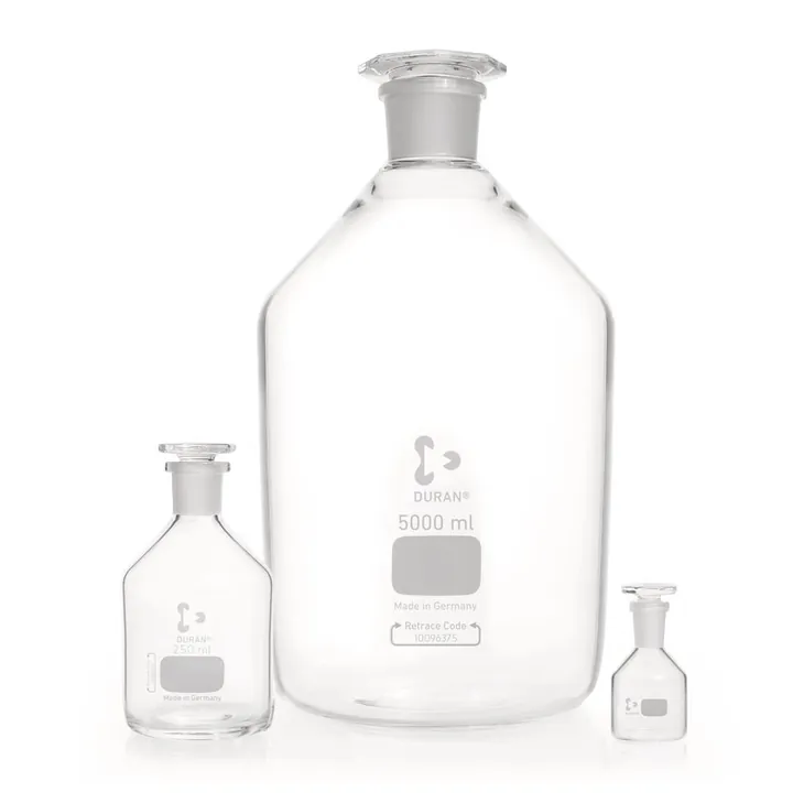 Flacon de depozitare cu gât îngust, dop de sticlă, DURAN®, sticlă transparentă, 2000 ml — Carl Roth, cod Y835.1