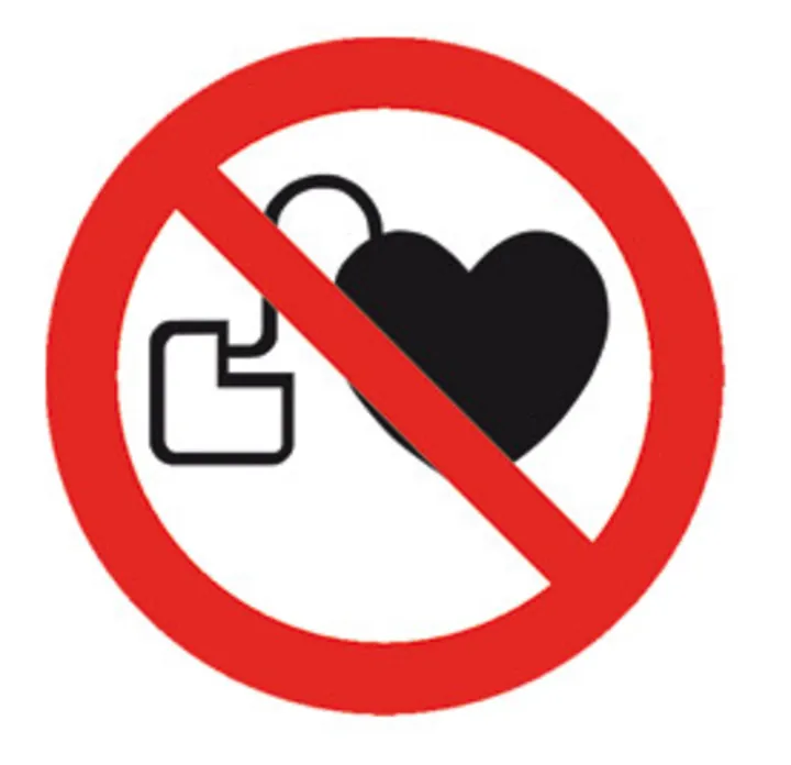 Semn de interdicție, autoadeziv, acces interzis persoanelor cu stimulatoare cardiace... — Carl Roth, cod YX40.1