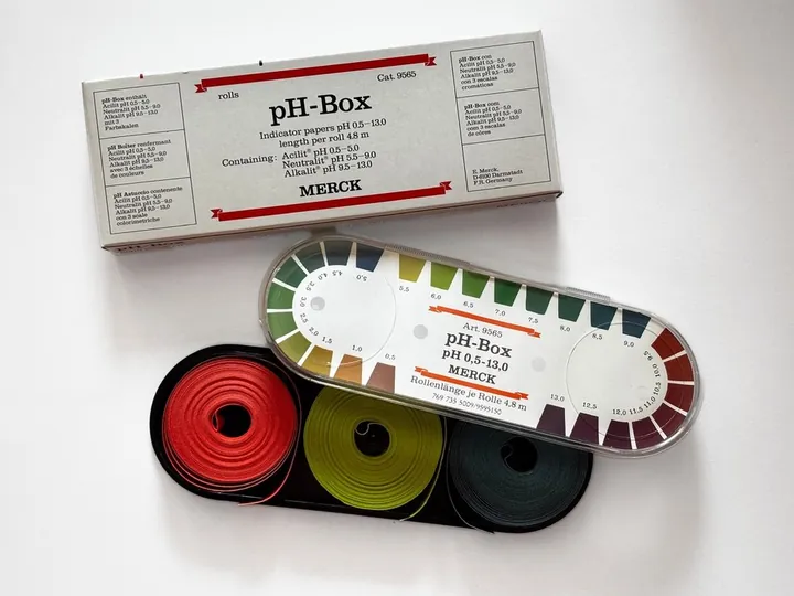 Trusă hârtie indicatoare pH, pH-Box, pH 0,5–13,0, 3 role a 4,8 m
