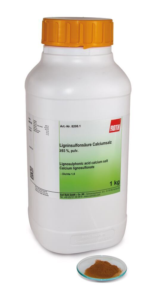 Lignosulphonic acid calcium salt, min. 93 %, powdered, 1 kg, plastic