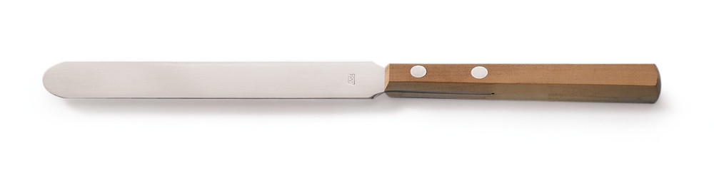 Pharmacist's spatula, wooden handle, chrome steel,  blade 145x22 mm, L 255 mm