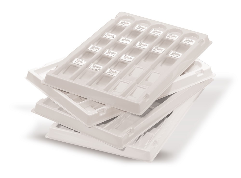 ROTILABO® micr. slide tray, white, ABS, ABS, L 299 x W 206 x H 18 mm, 20 slides