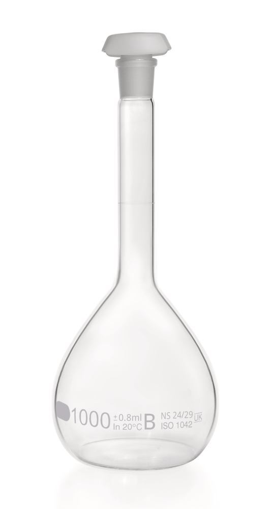 DURAN®-volumetric flask, class B, 1000 ml, white graduation, 2 unit(s)