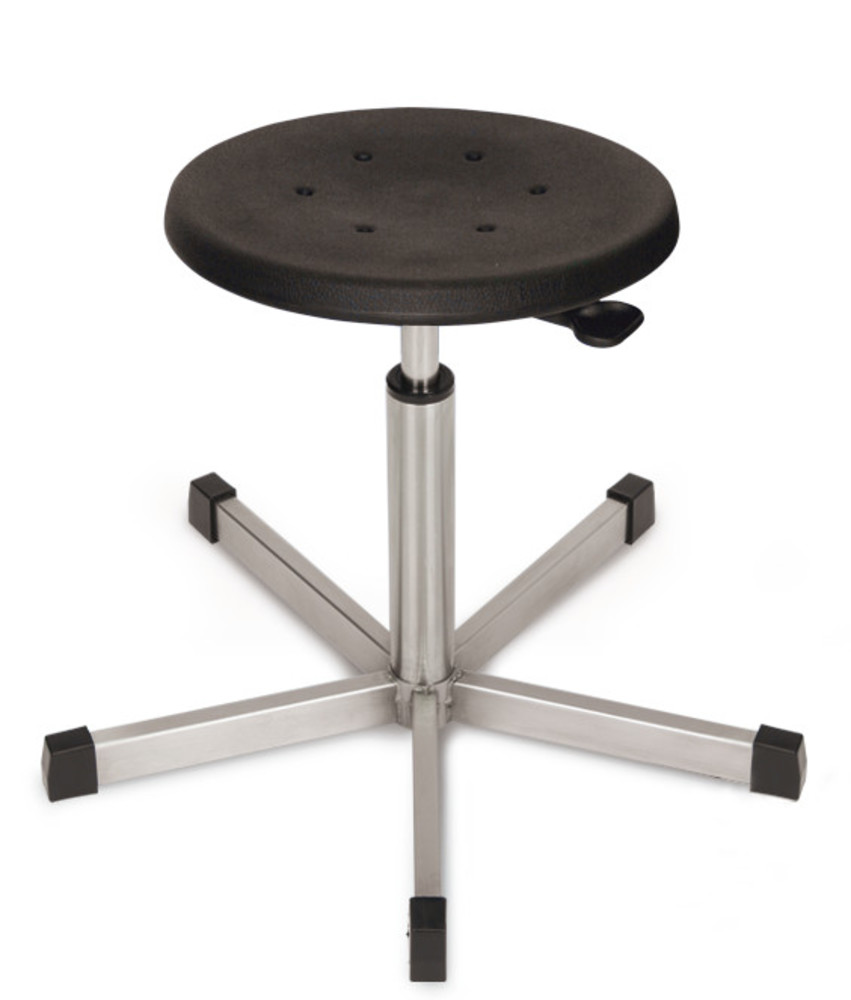 Swivel stool, stainless steel, black, glides, seat height 440-630, 1 unit(s)