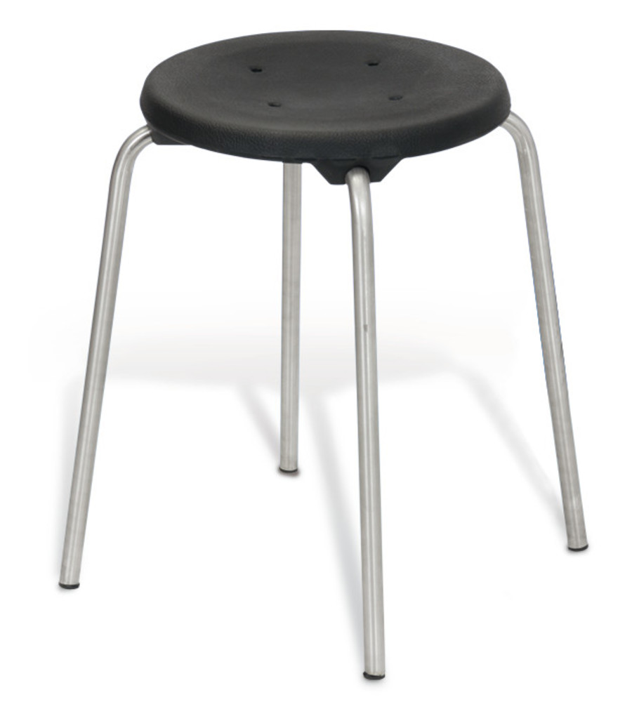 Stackable stool, stainless steel, seat black, height 580 mm, 1 unit(s)