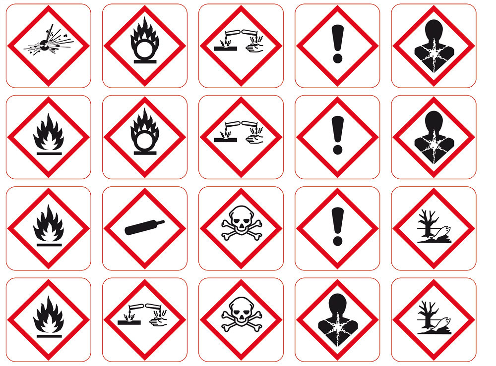 Assortment of GHS hazard symbols, 25 sheet(s)