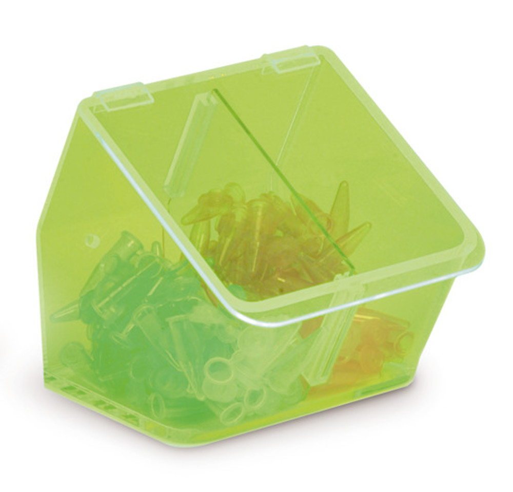 Benchtop waste container, 2 compartments, green, 1 unit(s)
