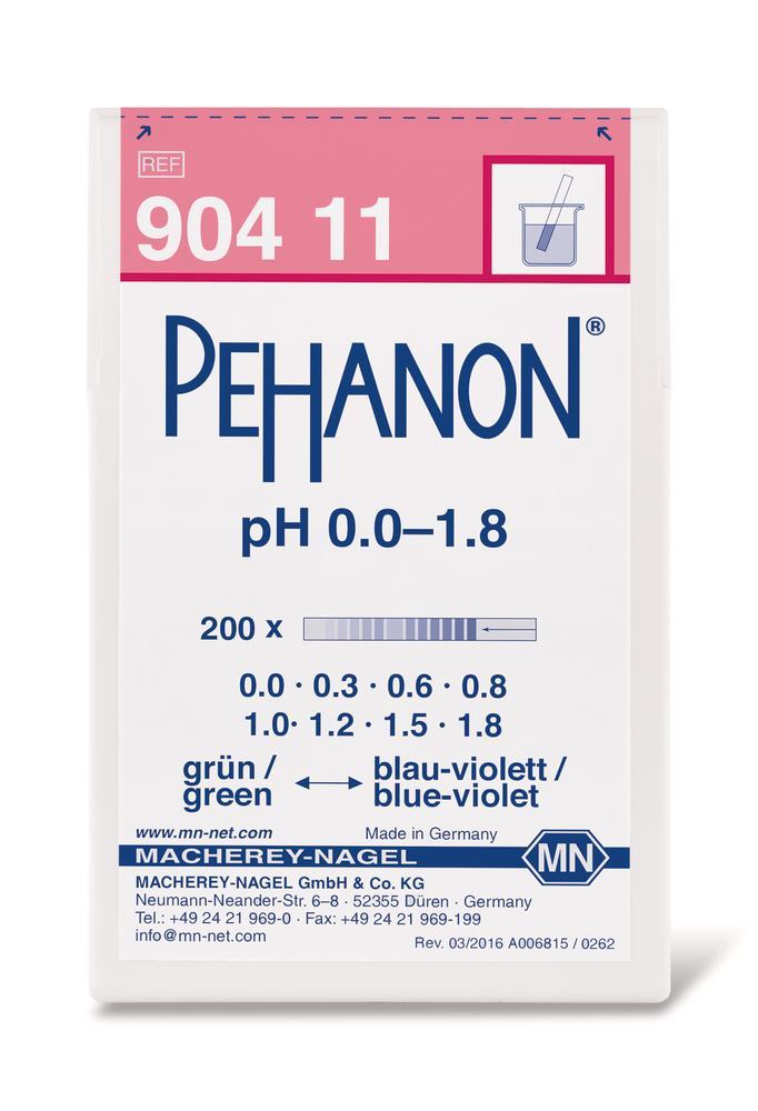 Indicator papers PEHANON®, with imprinted pH-scale, pH 0-1.8, 200 unit(s)