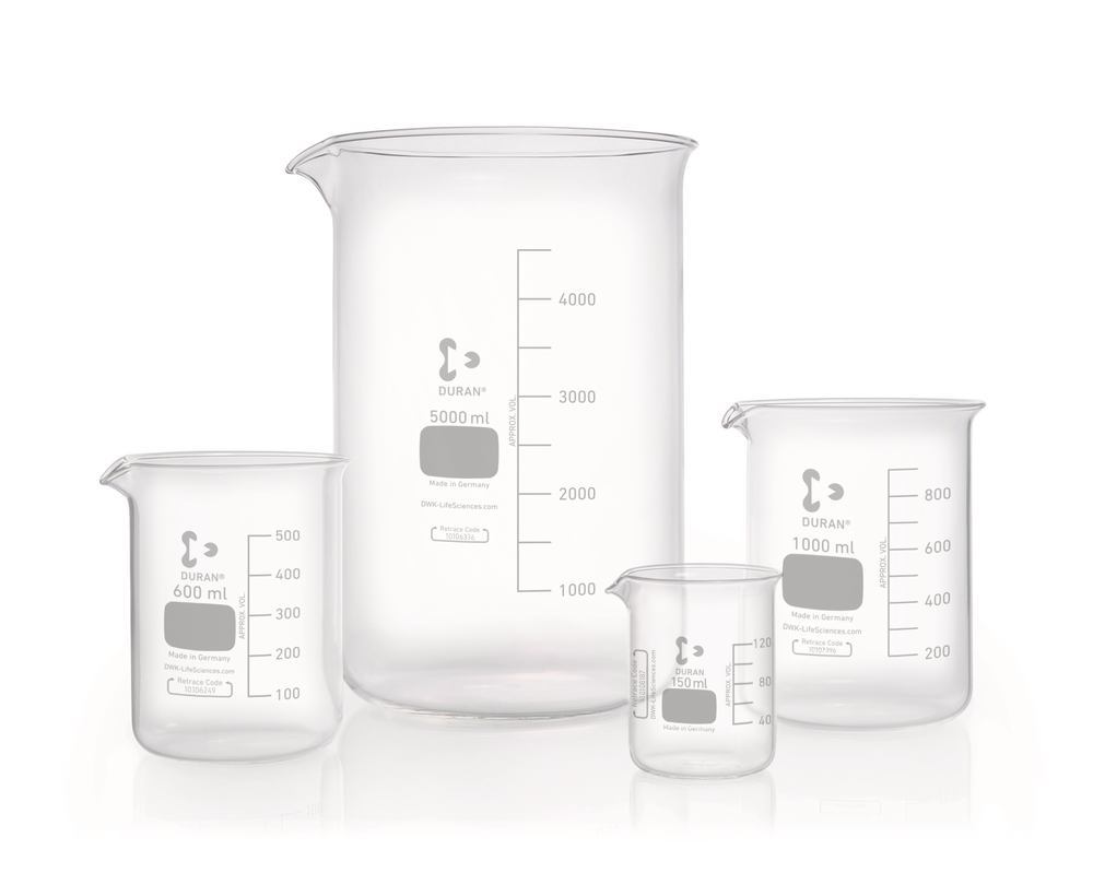Glass beakers, low form, DURAN®, without graduation, with spout, 5 ml — Carl Roth, cod C108.1