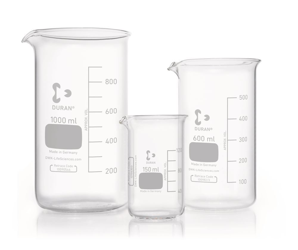 Glass beaker, high form, DURAN®, with graduation and spout, 2000 ml, 1 unit(s)