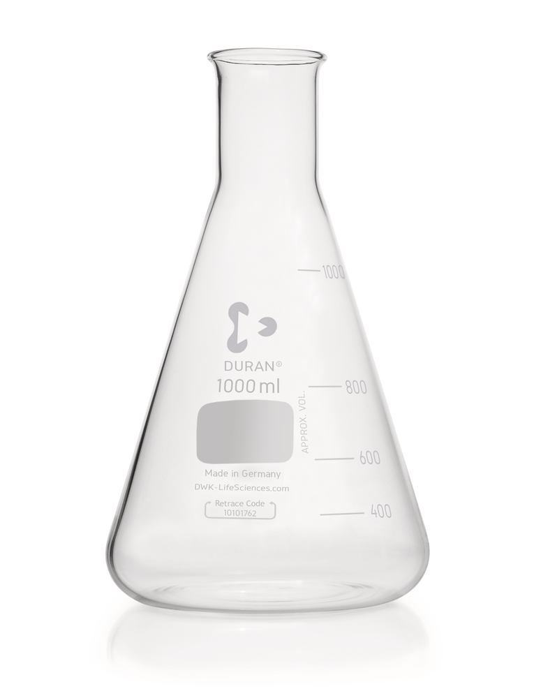 Narrow neck Erlenmeyer flask, DURAN®, graduation, 1000 ml, ISO 1773, 1 unit(s)