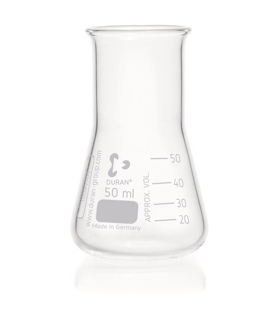 Wide neck Erlenmeyer flasks, DURAN®, scale, 50 ml, DIN 24450, 10 unit(s)